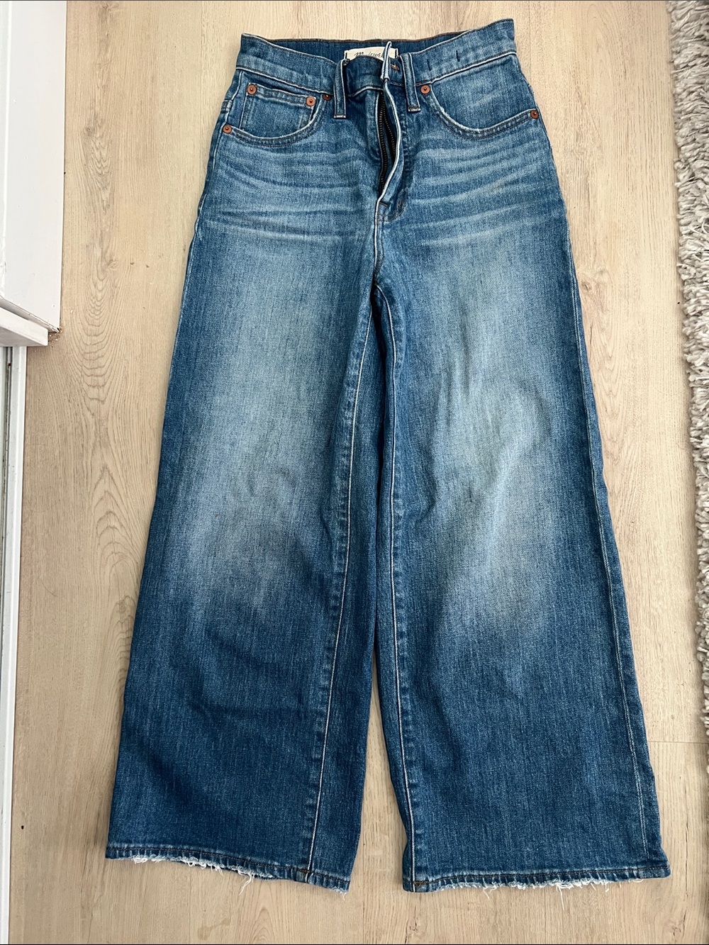 Madewell Wide Leg Crop Blue Jeans - Classic Denim